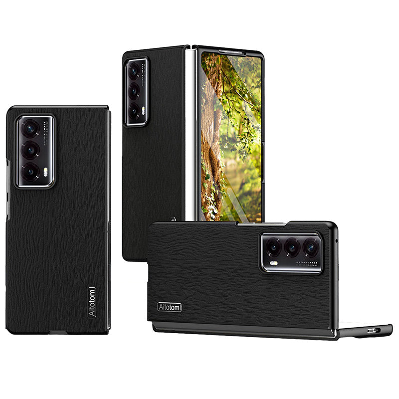 For Honor Magic Vs2 5G Phone Cover Wood Texture Design PU Leather Hybrid Case - Grey For Honor Magic Vs2 5G Phone Cover Wood Texture Design PU Leather Hybrid Case - Grey